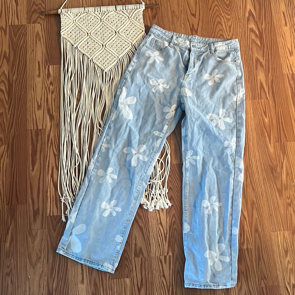 Floral SHEIN wide leg jeans